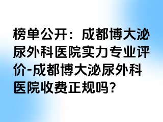 榜单公开：成都博大泌尿外科医院实力专业评价-成都博大泌尿外科医院收费正规吗？