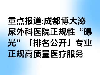 重点报道:成都博大泌尿外科医院正规性“曝光”「排名公开」专业正规高质量医疗服务