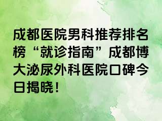 成都医院男科推荐排名榜“就诊指南”成都博大泌尿外科医院口碑今日揭晓！