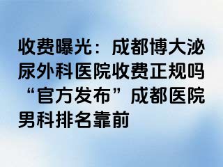 收费曝光：成都博大泌尿外科医院收费正规吗“官方发布”成都医院男科排名靠前