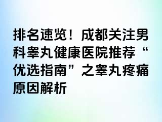 排名速览！成都关注男科睾丸健康医院推荐“优选指南”之睾丸疼痛原因解析