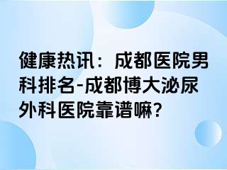 健康热讯：成都医院男科排名-成都博大泌尿外科医院靠谱嘛？