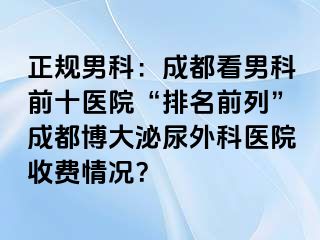 正规男科：成都看男科前十医院“排名前列”成都博大泌尿外科医院收费情况？