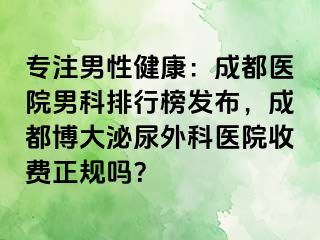 专注男性健康：成都医院男科排行榜发布，成都博大泌尿外科医院收费正规吗？